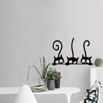 

Lovely Three Black Cat DIY wall Stickers Animal Room Decoration personality Vinyl Wall Decals