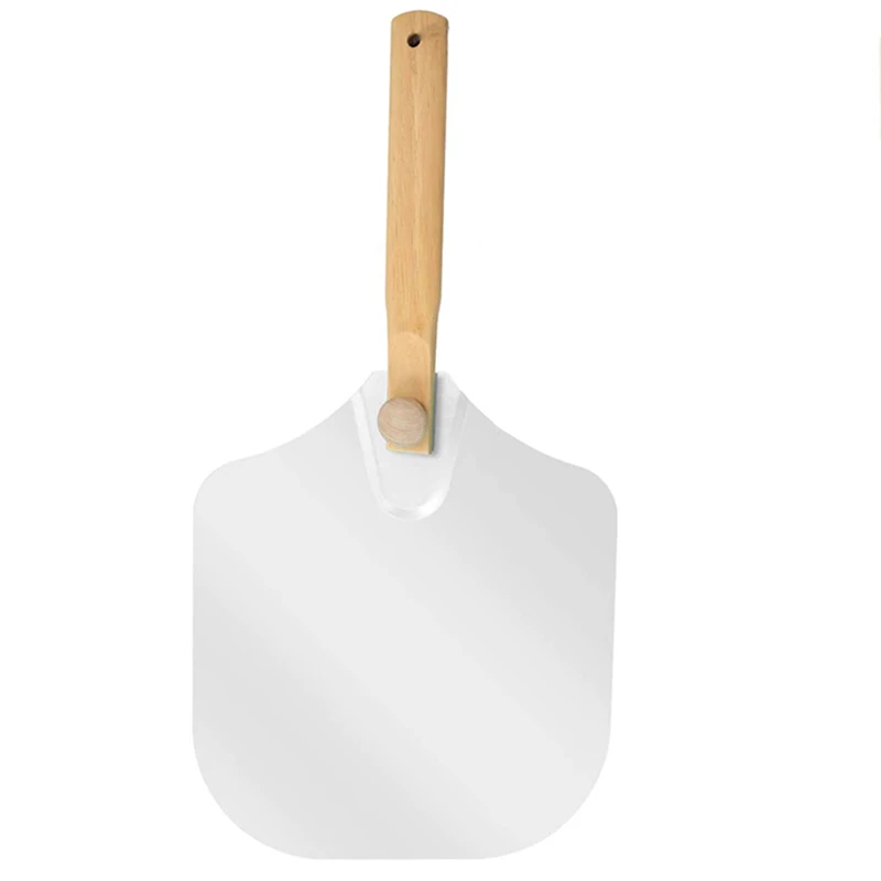 New Aluminum Metal Pizza Peel Spatula for Stone with Foldable Wood Handle Easy Storage Paddle 12 x 14 Inch | Дом и сад