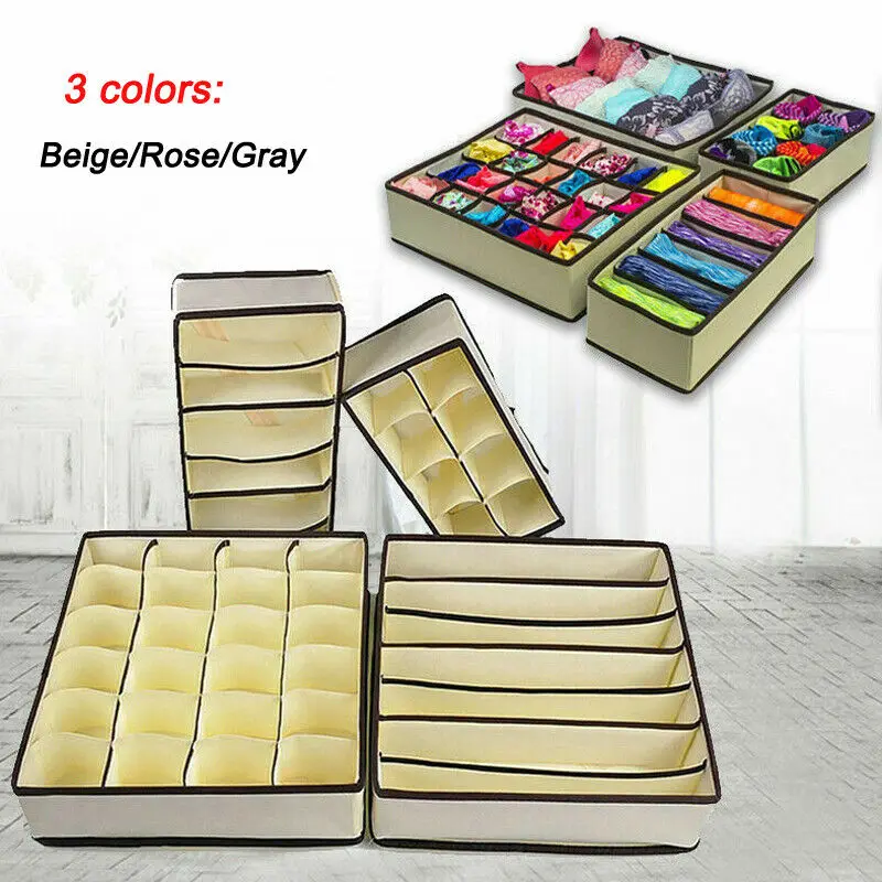 

6/7/8/24 Grids Underwear Bra Storage Box Foldable Storage Box Drawer Organizers Socks Storage Bag Cabinet Socks Storage Boxes
