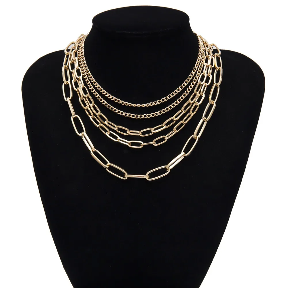KMVEXO модное Золотое многослойное ожерелье с замком винтажное короткое ожерелье в стиле панк Трендовое ожерелье-чокер s для женщин