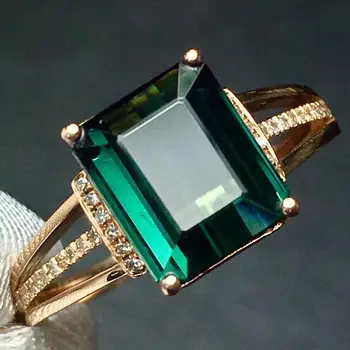 Fine Jewelry Real Pure 18 K Gold Jewelry 100% Natural Green Tourmaline Gemstones 2.9ct Diamonds Male's Wedding Fine Man's Rings 3