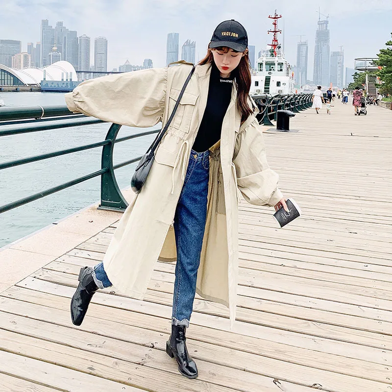 

Photo Shoot waitmore Trench Coat Women's Mid-length 2019 Popular Online Celebrity Spring Students Elegant Korean-style Coat