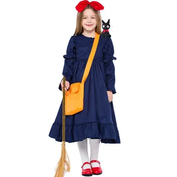 

New Kiki's Delivery Service Cosplay Costume Dress+Headwear+backpack Cute girl dress For Halloween Carnival Full Set