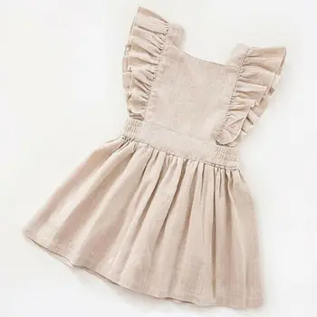 

Toddler Baby Girl Dress Clothes Ruffle Sleeve Dress Solid Sleeveless Sundress Summer Outfit Kids Children 1-6years