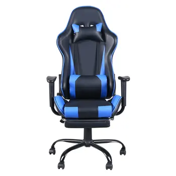 

High Back Swivel Chair Racing Gaming Chair Office Chair with Footrest Tier Black & Blue