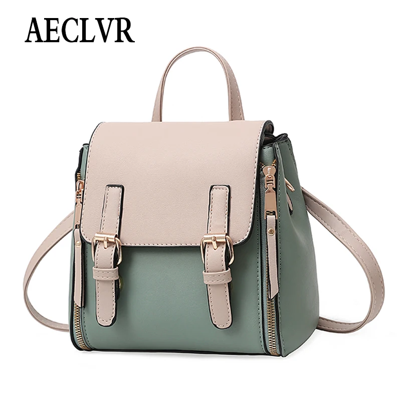 

AECLVR Women Backpack All-match Simple Style Shopping Tracel Bags Fashion Minimalist PU Leather School Bags Ladies Bag Pack