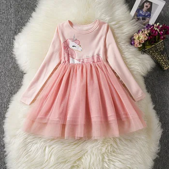 

Girls Unicorn Tutu Dress Autumn Winter Long Sleeve Princess Dress Children Birthday Wedding Party Dress Licorne Vestidos