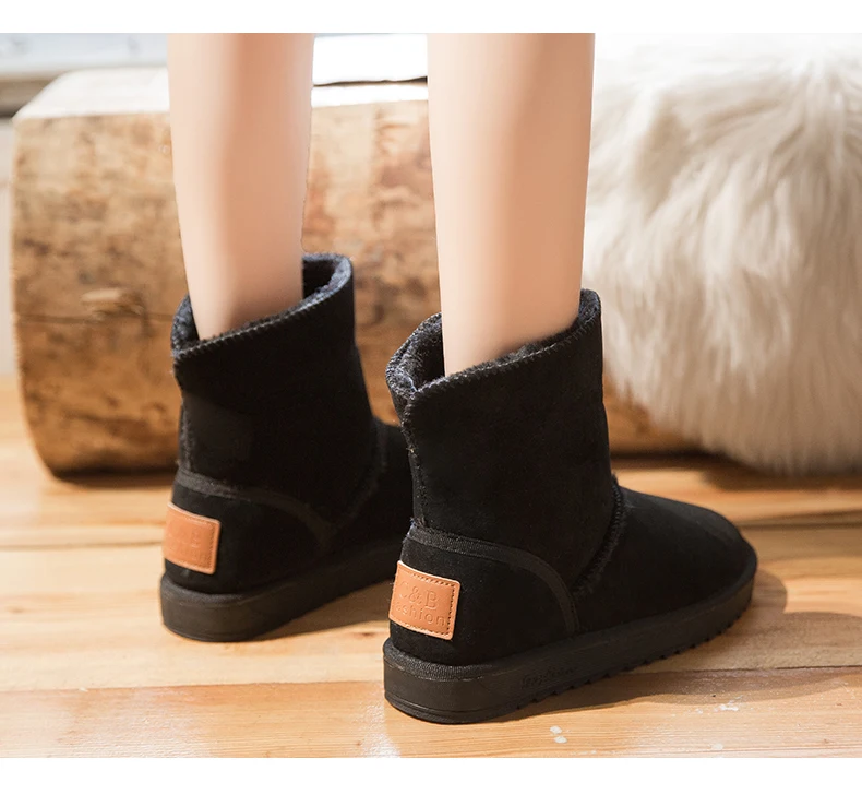 Snow Boot Women's Mid-Calf Boots Booties Ladies Shoes Low Heels booties Bootee Woman Round Toe Lace Up Short Mid Calf Rubbe