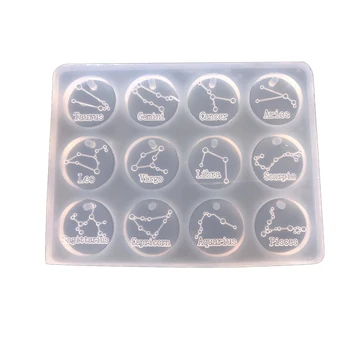 

1pcs 12 Constellations Pendant UV Epoxy Resin Silicone Mold Liquid Jewelry Moulds DIY Pendant Making Tools
