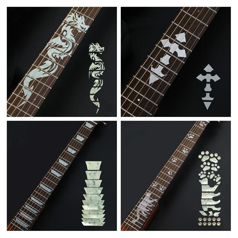 Bass and Ukulele The Guitar Fretboard Inlay Stickers with Adhesive Sticker Design for Guitar Bat Pattern Guitar Fretboard Decor 