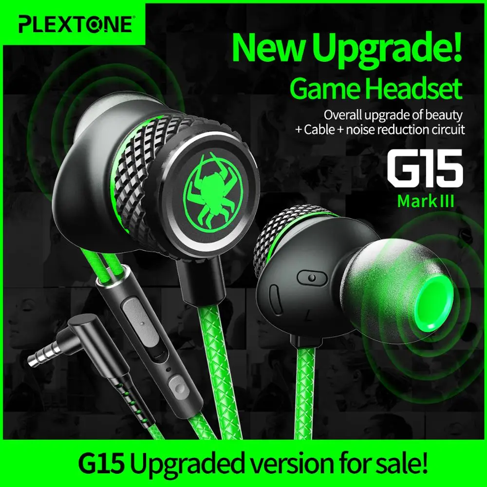 PLEXTONE G15 New product upgrade 3 5mm in ear wired gaming earphone with mic noise reduction music metal magnetic headset