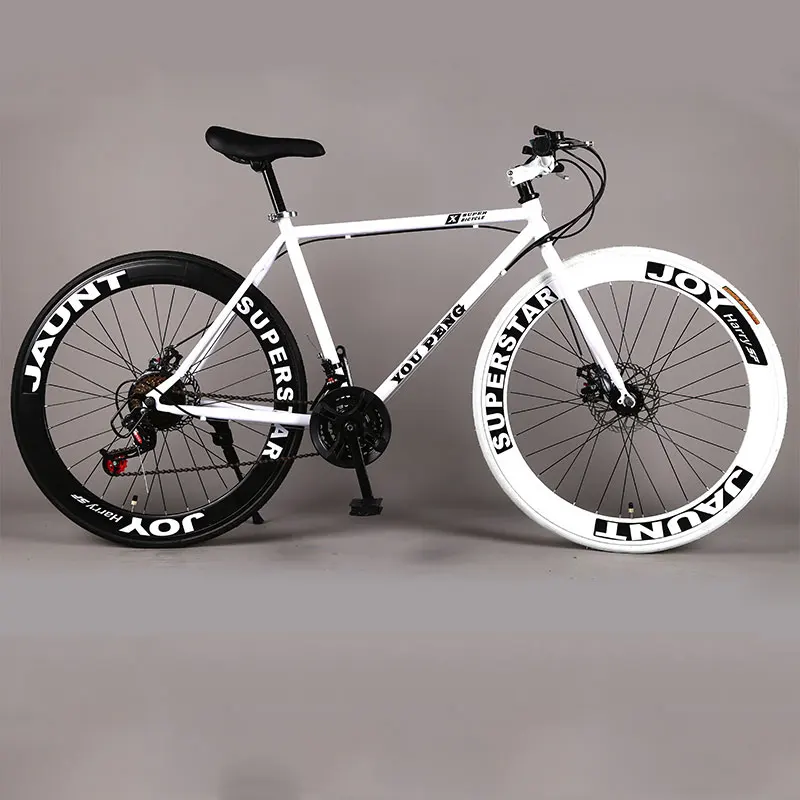 Mountain Bicycle Fixed Gear Road Bike Speed Double Disc Brakes Men and Women 60 Knife Wheel sStudent Adult