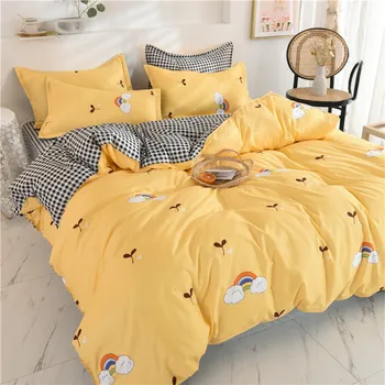 

Home Adults bedding set bed linen set 2/3/4/5pcs (Duvet Cover + Bed Flat Sheet + Pillow Case) single Full Queen King family size