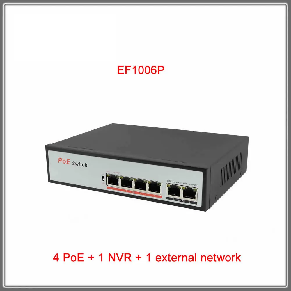 EF1006P/10 P 250M 6/10 портов 4/8 * PoE + 1 NVR Внешняя сеть выключатель инъектор Power Over Ethernet
