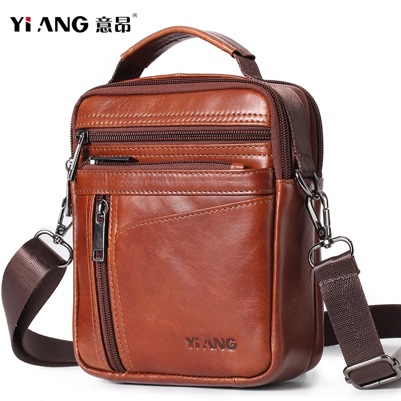 Leather Men's Casual Design Multi function Small Messenger Cross body Bag Travel Fashion Waist Belt Pack 8&quot Tablets in Brown |
