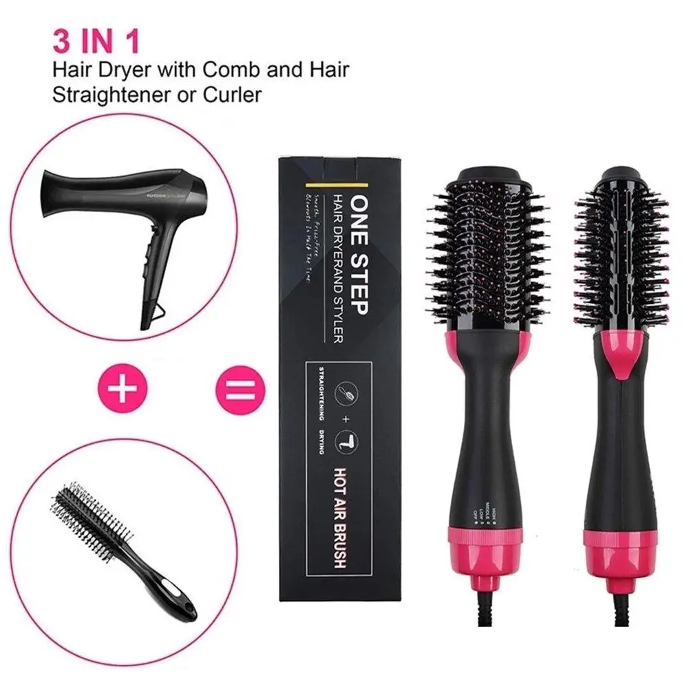 

2 In 1 Multifunctional Hair Dryer Volumizer Rotating Hair Brush Roller Rotate Styler Comb Styling Straightening Curling Iron