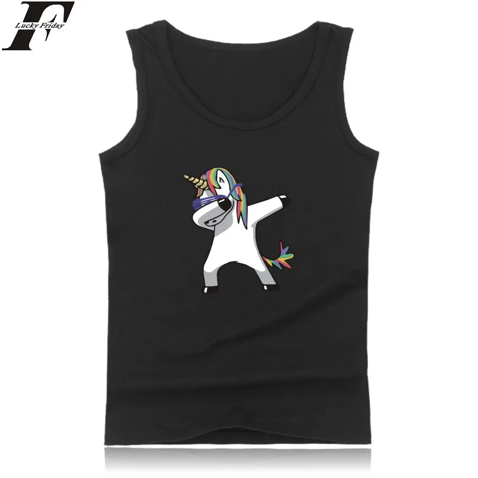 New Funny Animal Bodybuilding Tank Tops Men Black Unicorn Sleeveless Top Cotton Fashion Casual Vest 4XL | Мужская одежда