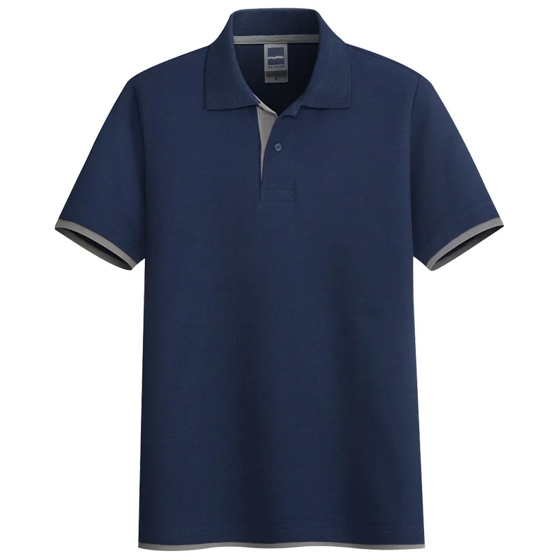 Navy Gray Хлопок, мужские Поло, Брендовые повседневные рубашки с коротким рукавом, высокое качество, одноцветные поло, дышащие топы, размер S-3XL; YA288 - Цвет: Navy Gray