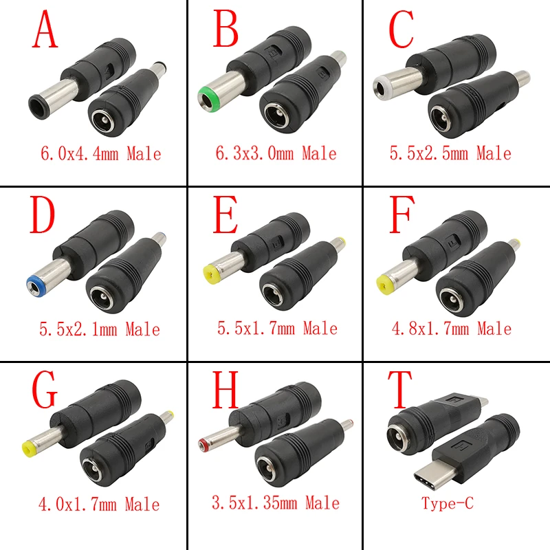 5 X Dc power 3.5mm x1.35mm female jack to 5.5x2.1mm male plug adapters connectYJ 