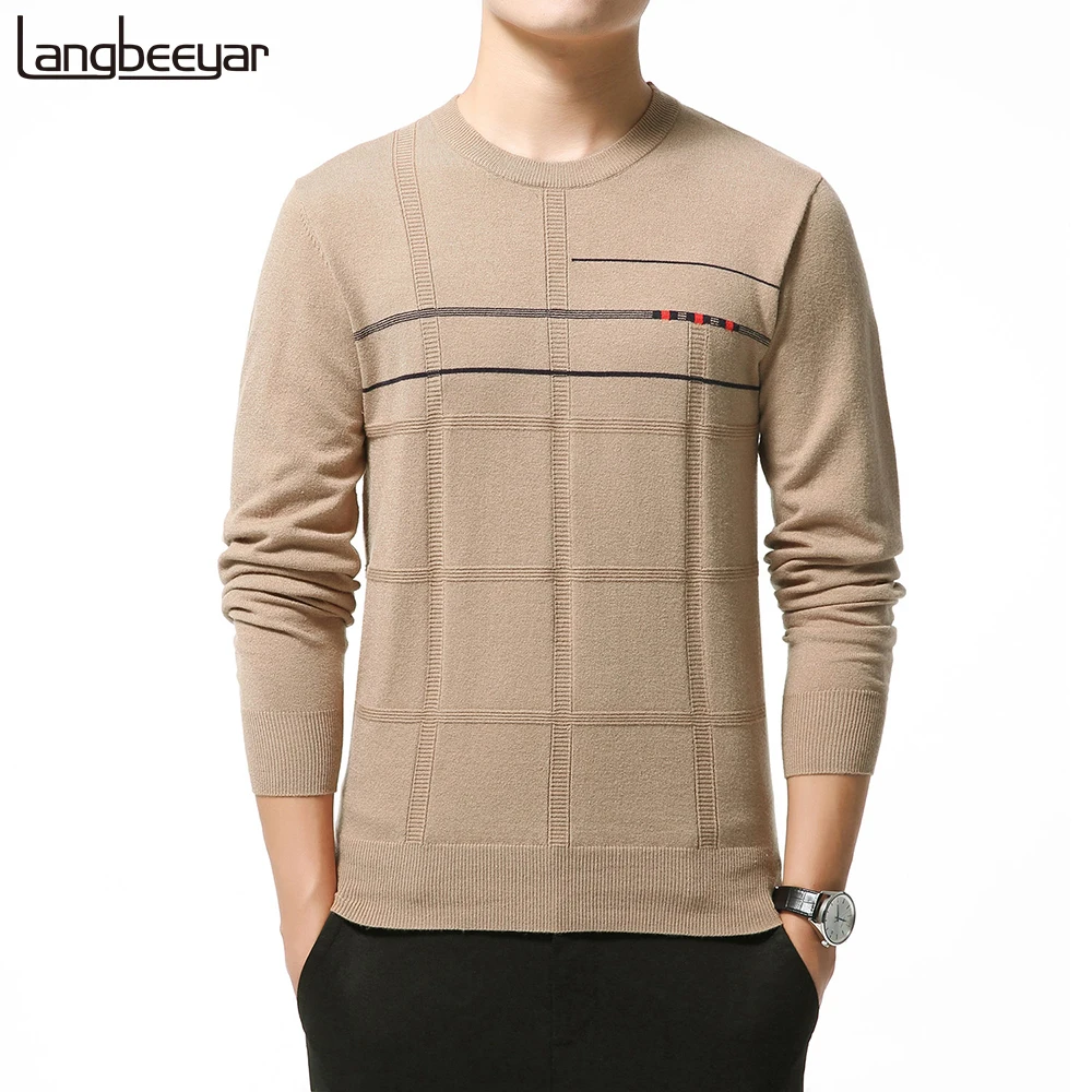 

2020 New Fashion Brand Crew Neck Knit Pullover Korean Woolen Striped High End Winter Sweaters For Men Casual Jumper Mens Clothes