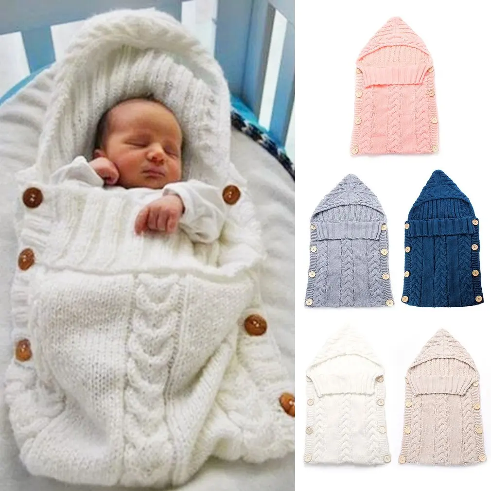 Baby Infant Sleeping Bag Acrylic Fibers Hoodies Swaddle Wrap Thick Warm Large Baby Sleep Mat Blanket Swaddling Sweater Newborn