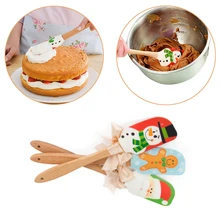 Рождественский Санта-Клаус, снеговик, пряник, шпатель с деревянной ручкой, пищевой силиконовый скребок, кухонные инструменты для выпечки, печенья