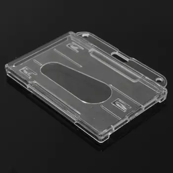 

1Pcs Double-faced Card Holder Transparent Clear Horizontal ID Badge Holders Card Cover Easy Access Thumb Notch Hard Plastic