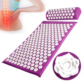 

Massage Acupressure Mat Pillow Set Relieve Stress Rose Spike Pad Sciatic Acupressure Mat Back Neck Pain Foot Massage Yoga Mat