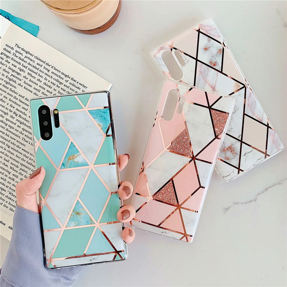 Роскошный геометрический мраморный чехол для телефона Samsung Galaxy Note 10 Pro A50 A30 A70 S10 Plus