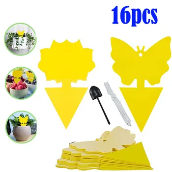 

16pc Butterfly Shaped Insect Pest Control Garden Strong Glue Plant Sticky Traps For Aphids Dual Sided Fruit Fly Fungus Gnats#Y20