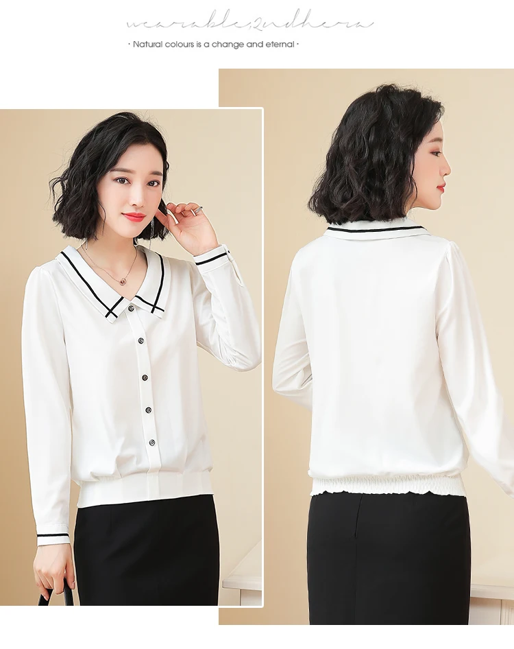 Blusas Mujer De Moda осенние модные женские шифоновые блузки с длинным рукавом Женские Топы повседневные женские рубашки с v-образным вырезом 6215 50