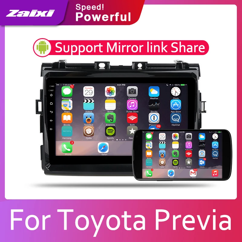 ZaiXi Android для Toyota Previa 2006 2012 2 Din автомагнитола мультимедийный видеоплеер Авто Стерео