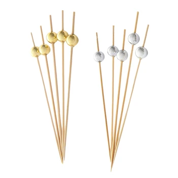 

600 Pcs Handmade Cocktail Picks Count Sticks Wooden Toothpicks Party Supplies, 300 Pcs Gold & 300 Pcs Silver