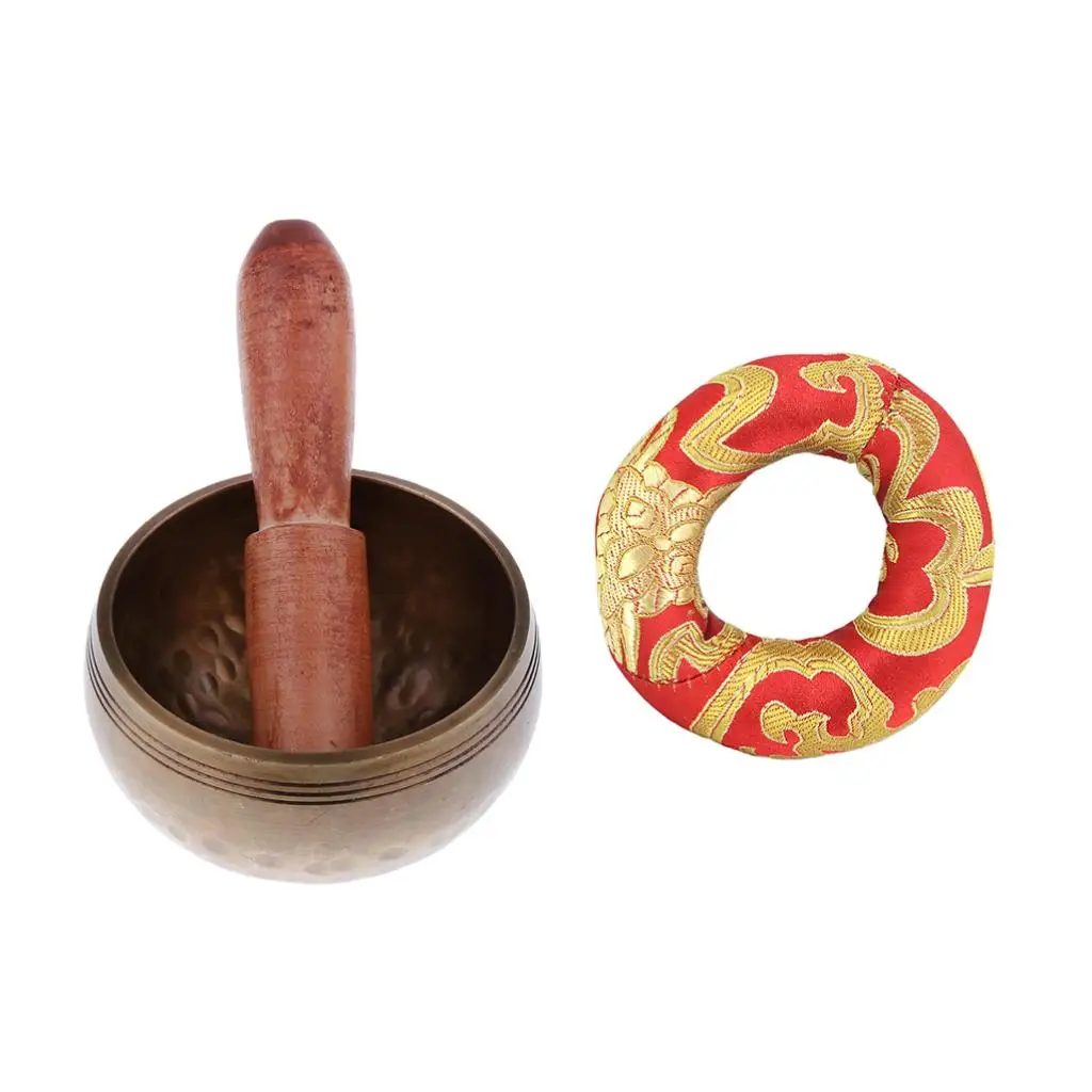 

Tibetan Singing Bowl&Cushion Ring Pillow Set Meditation Tool Christmas Gift