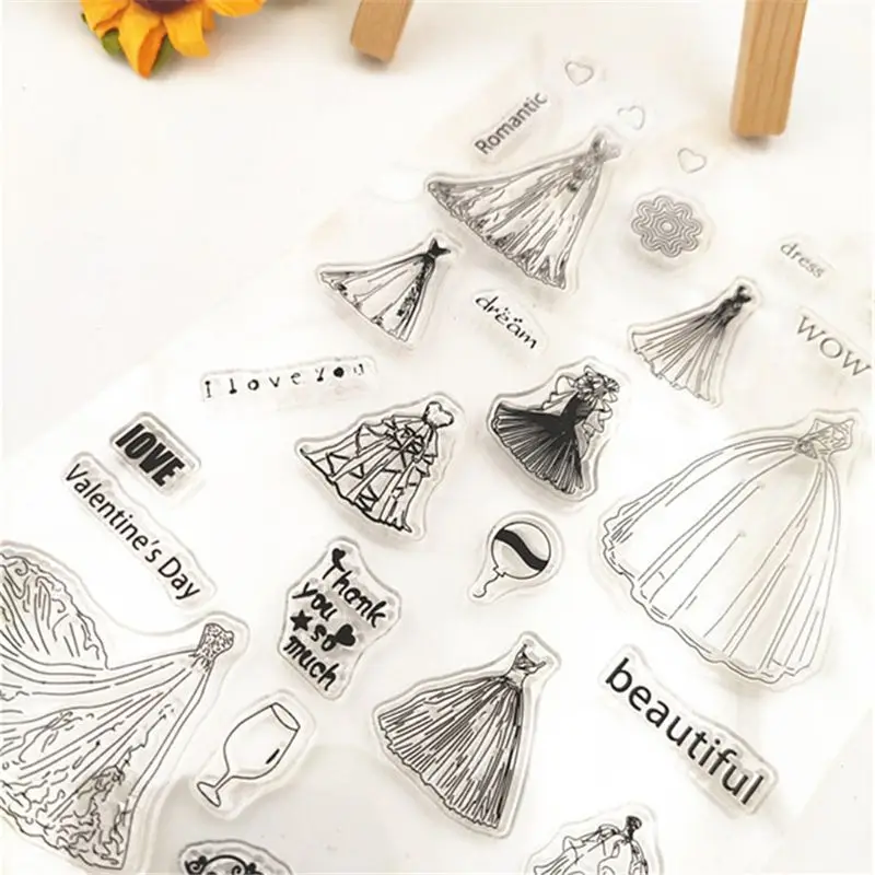 

DIY Various Wedding Dress Patterns Transparent seal and Transparent Seal Card Clipbook Album Decorative Silicone Stamp Paper