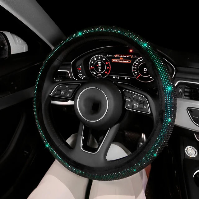Emerald Green Car Steering Wheel Cover Accessories Women Bling Rhinestones  Set Interior Auto Decor Styling Bling Emerald Series - Steering Covers -  AliExpress