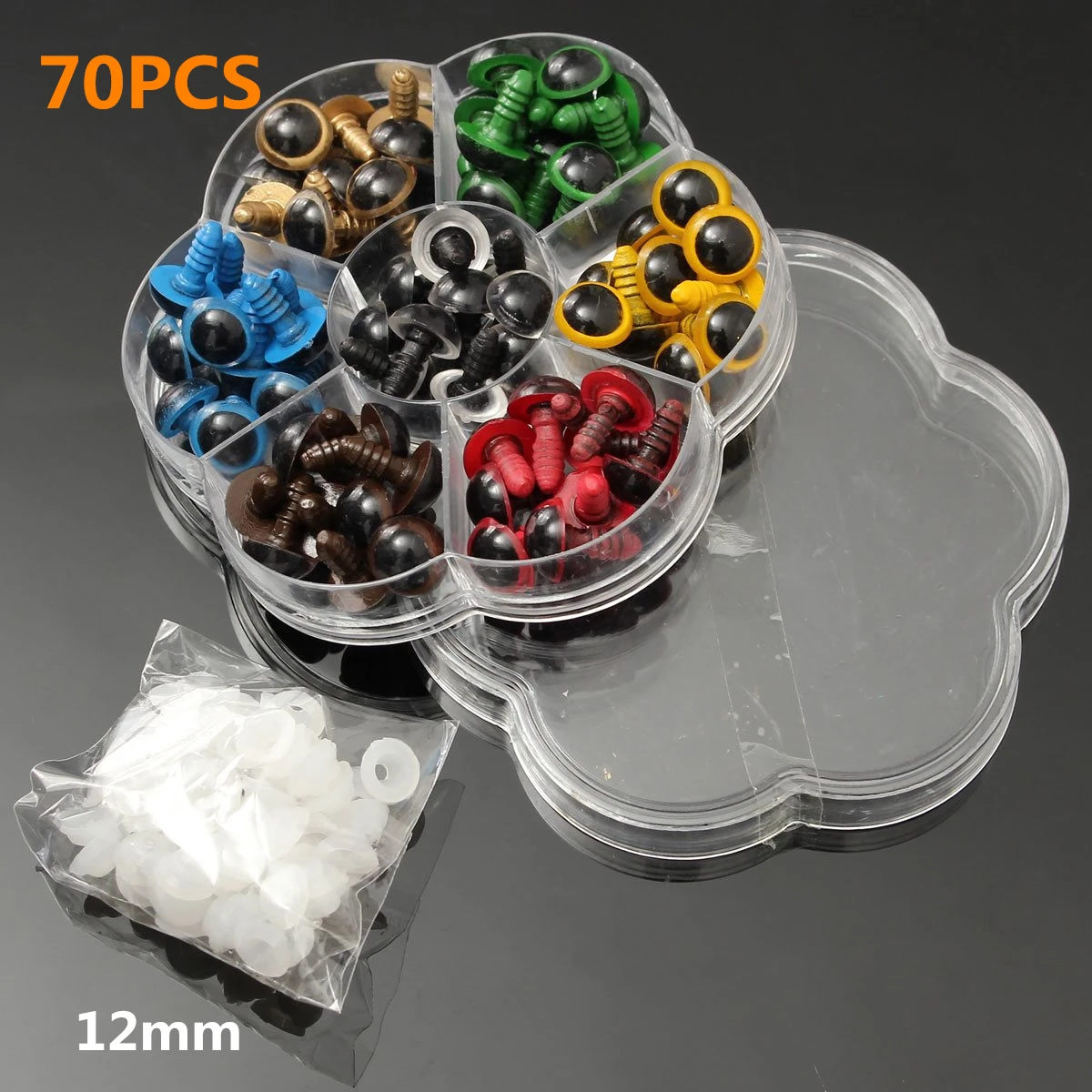 70PCS with box JIMITU 80 шт/40 пар 10 мм цветные пластиковые защитные глаза для плюшевого медведя мягкая игрушка оснастка животное кукла ремесло DIY аксессуары - Цвет: 70PCS with box