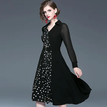 

flower girl dresses 2019 spring summer plus size maxi robe sexy oversized long casual bohemian black chiffon polka dot dress