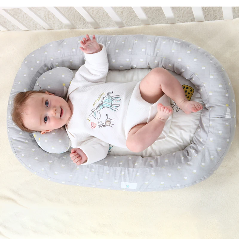 Портативная детская кроватка-кроватка 74*51 см в горошек для путешествий 0-4 м, дышащая кровать для отдыха и сна с подушками