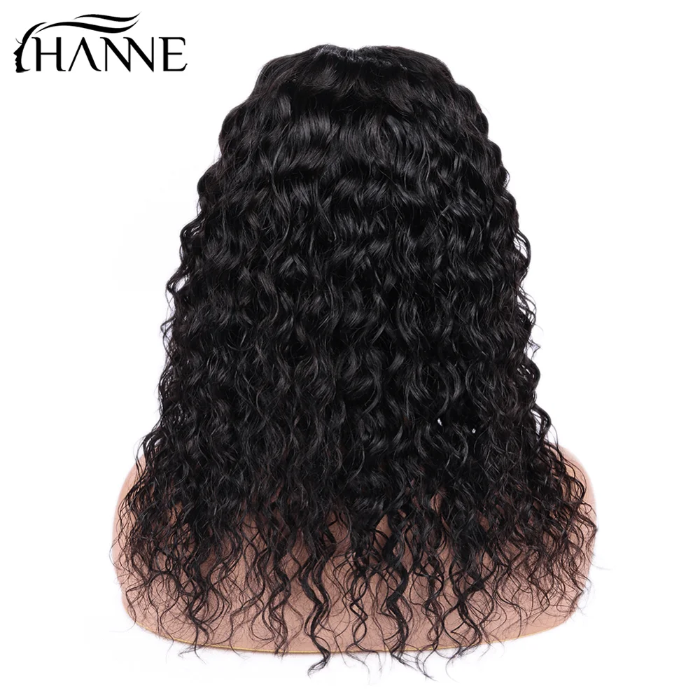 Natural Black Волна воды 4*4 бразильский Remy человеческих волос Закрытие парик шнурка человеческие волосы средняя часть парик без клея парики для женщин волосы hanne - Цвет волос: Natural Black