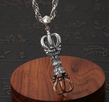 

925 sterling Silver Vajra MEN WOMEN Charm tag pendant jewelry gift (without chain) A2807