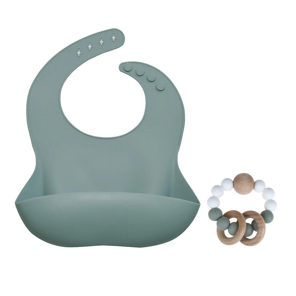 Sage Bib & Rattle Set-Ether