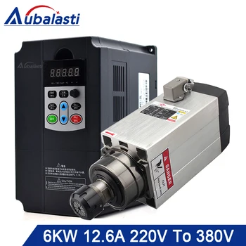 

Aubalasti 6KW Air Cooling Spindle 380V + Inverter Single Phase 220V to 3 Phase 380V 7.5KW Current 32A for CNC Router machine