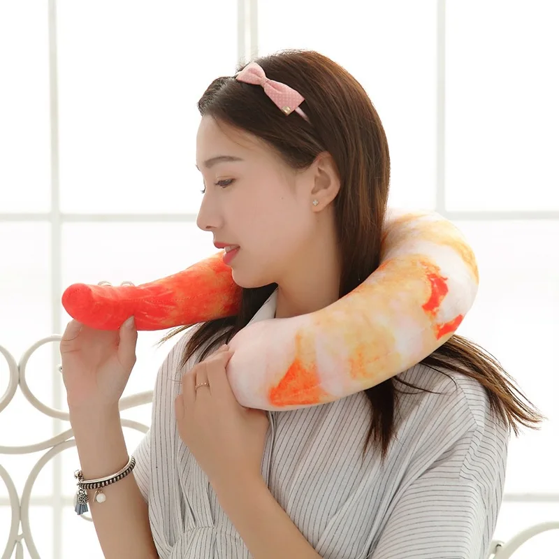 

Creative Model Large Shrimp Meat Toy Travel Pillow Cartoon Pepper U-SHAPE Neck Pillow Croissants Bolster Gift