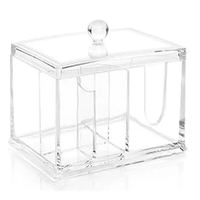 Acrylic Makeup Toothpick Cotton Bud Storage Case Clear Holder Swab Stick Dustproof
