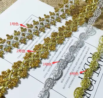 

1M High Quality Gold Lace Fabric Guipure Lace Applique Silver Lace Ribbon Trim Fabric For Sewing Trimmings Clothing dentelle L29