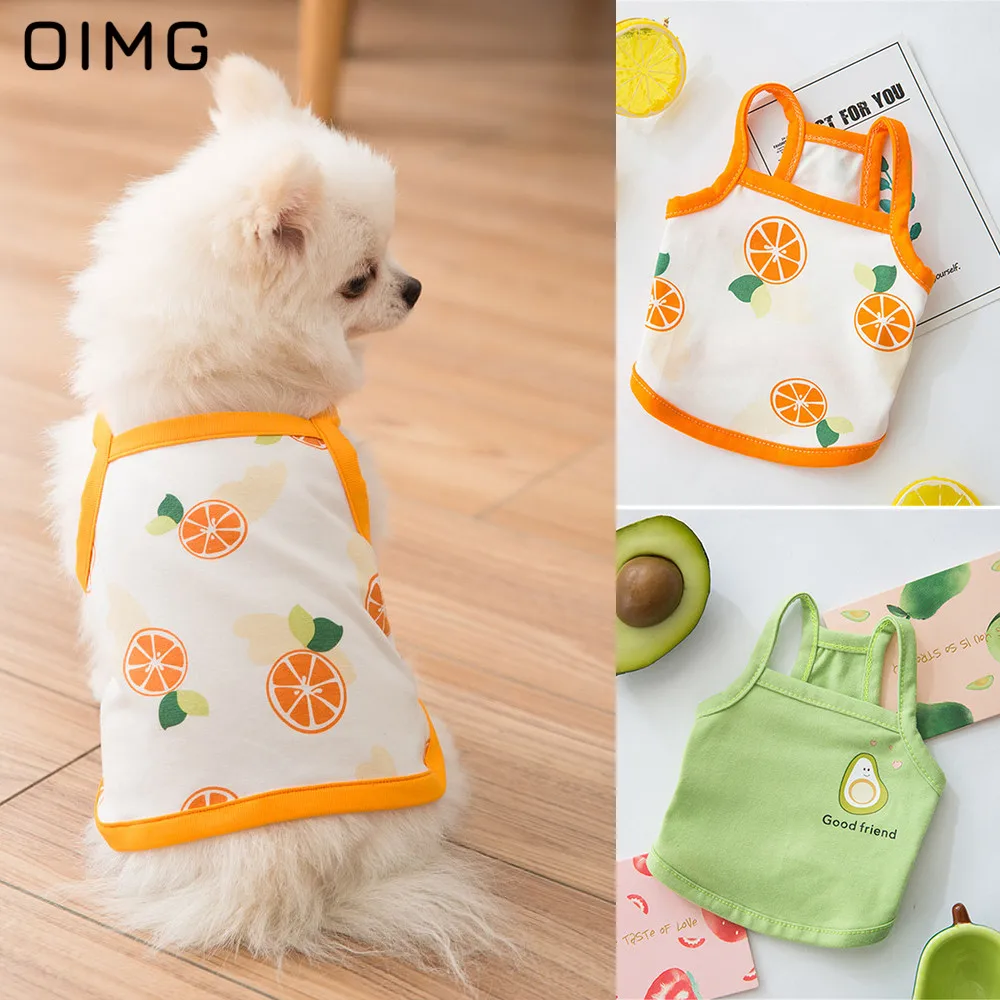 

OIMG Small Dog Clothes Summer Pet T Shirt Designer Avocado Vests for Chihuahua French Bulldog Puppy Costume Cat Dog Tank Top