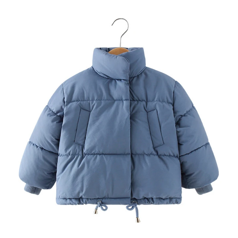 Зимняя Детская куртка для мальчиков и девочек, пуховик с хлопковой подкладкой, однотонная теплая одежда для малышей, плотное пальто - Цвет: blue