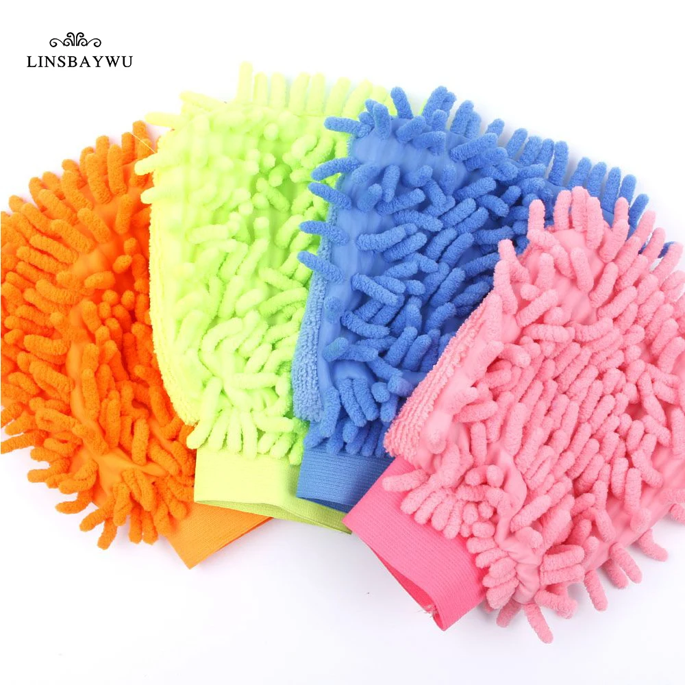 LINSBAYWU Super Mitt Microfiber Car Window Washing Home Cleaning Cloth Duster Towel Gloves Household Cleaner Tool