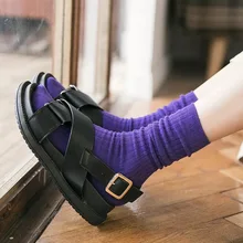 20pairs/set Winter Nladies Socks Solid Color Vertical Ladies Socks Cotton Socks Factory Wholesale Calcetines Invierno Girl